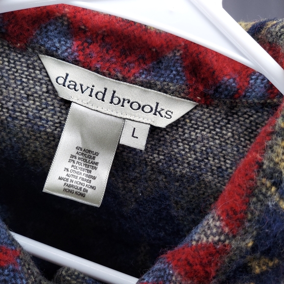 90s David Brooks Aztec Multicolor Wool Blend Jacket Women Large Button Collar - Picture 7 of 8